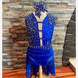 Custom Made Stunning Blue Beaded Dress with Headpiece